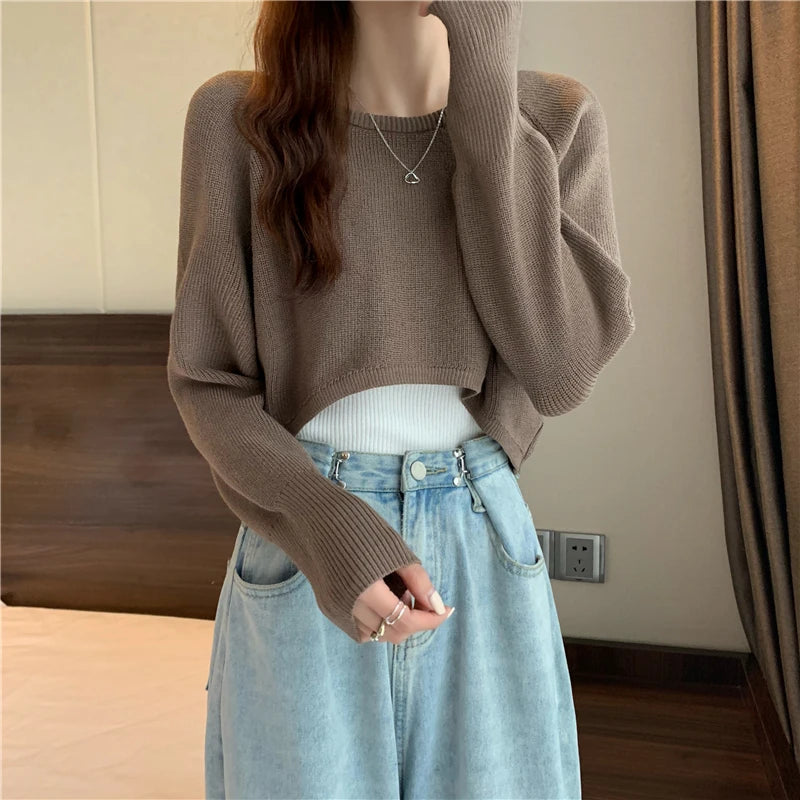 Crop Top Sweater O-Neck