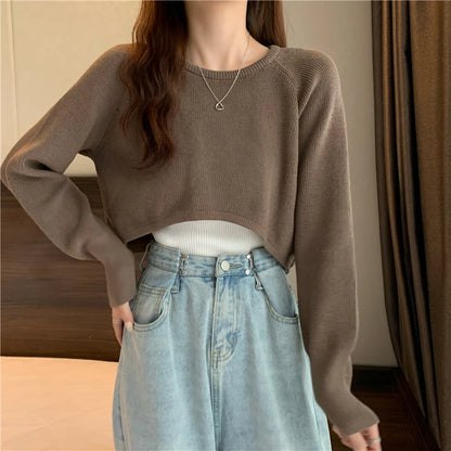 Crop Top Sweater O-Neck