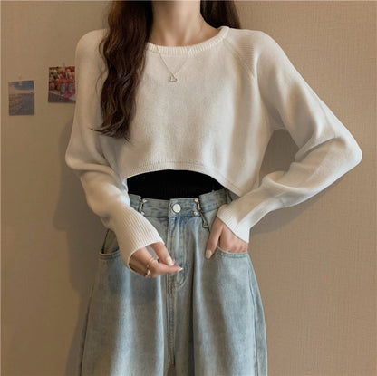 Crop Top Sweater O-Neck