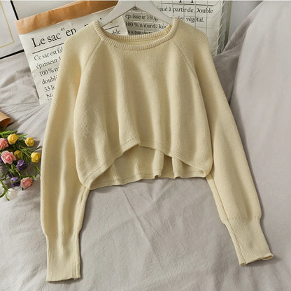 Crop Top Sweater O-Neck