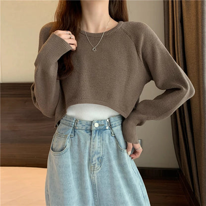 Crop Top Sweater O-Neck