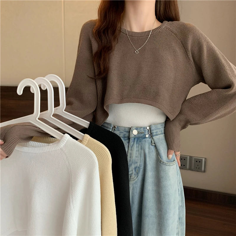 Crop Top Sweater O-Neck