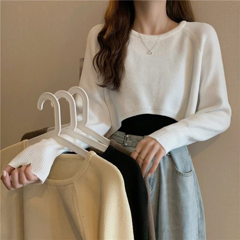 Crop Top Sweater O-Neck