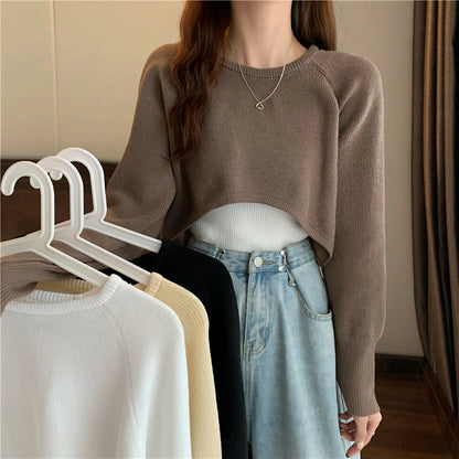 Crop Top Sweater O-Neck