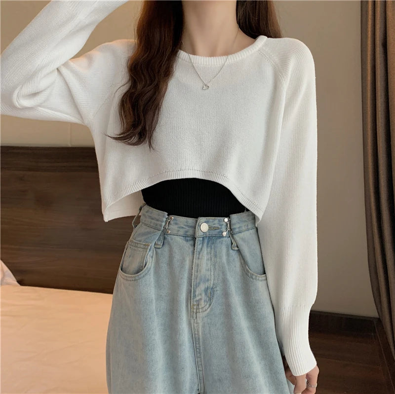 Crop Top Sweater O-Neck