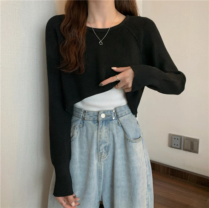 Crop Top Sweater O-Neck