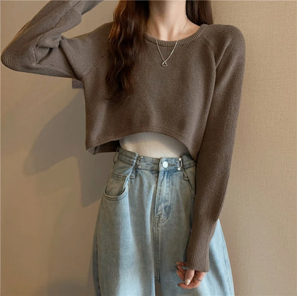 Crop Top Sweater O-Neck