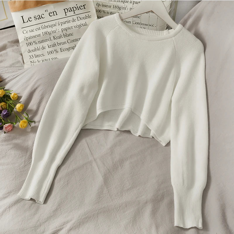 Crop Top Sweater O-Neck