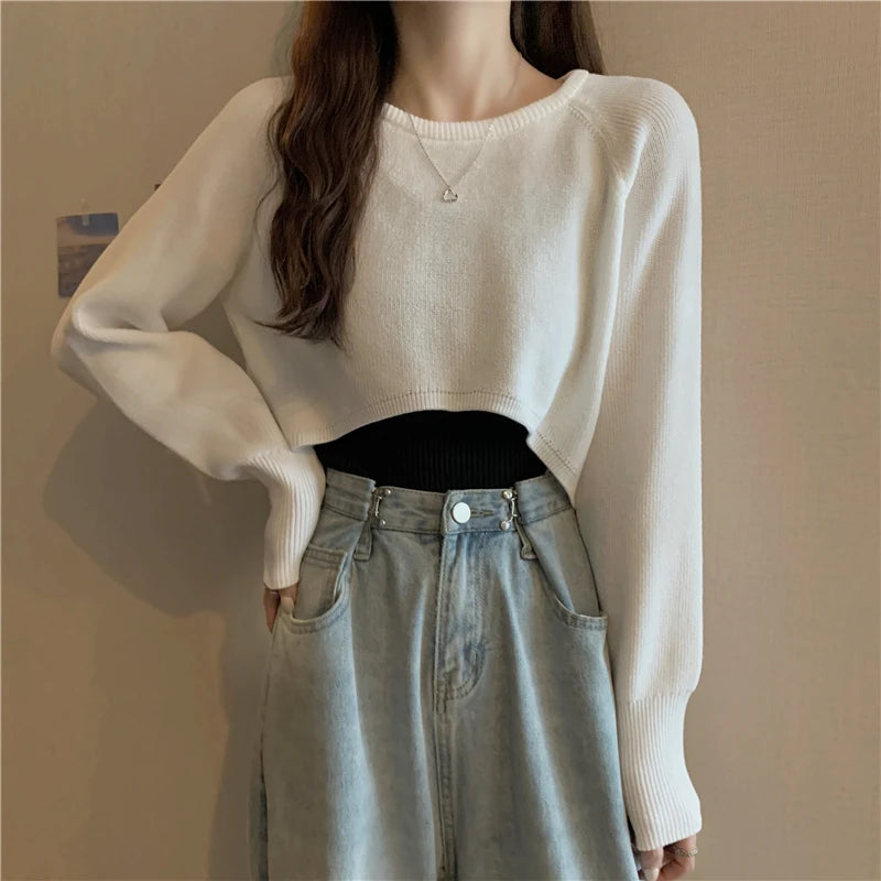 Crop Top Sweater O-Neck