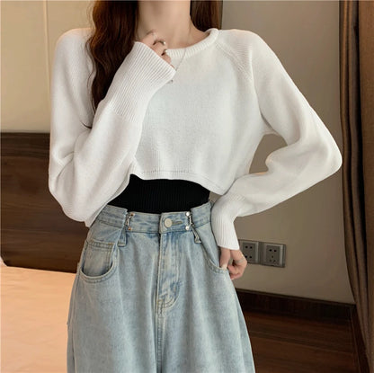 Crop Top Sweater O-Neck