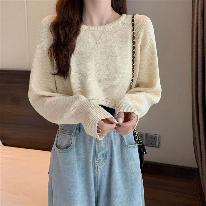 Crop Top Sweater O-Neck