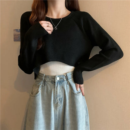 Crop Top Sweater O-Neck