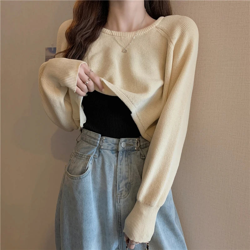 Crop Top Sweater O-Neck