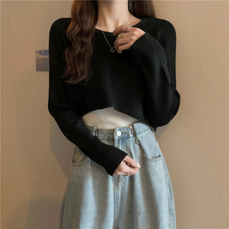 Crop Top Sweater O-Neck