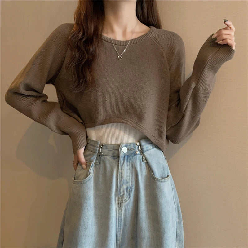 Crop Top Sweater O-Neck