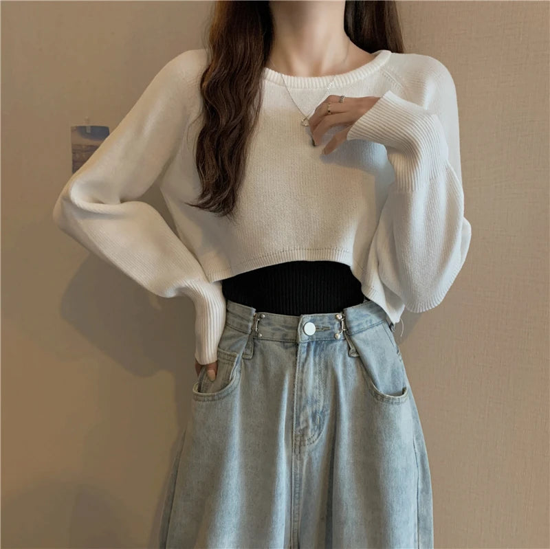 Crop Top Sweater O-Neck