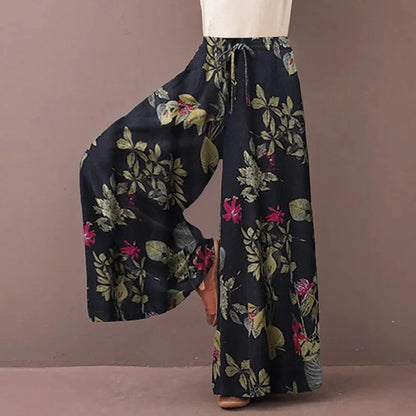 Floral Print Wide Leg Pants