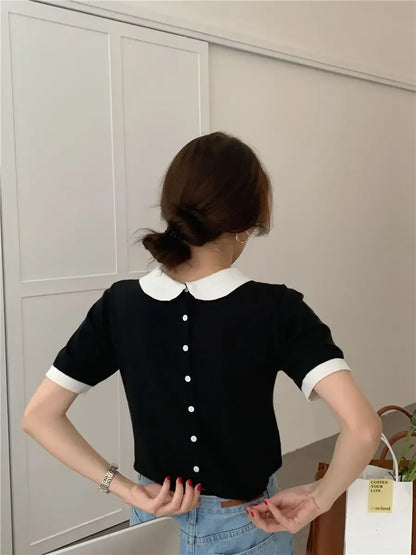 Black Puff Short Sleeve Top