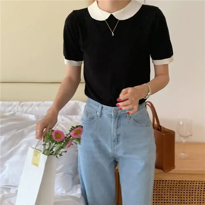 Black Puff Short Sleeve Top