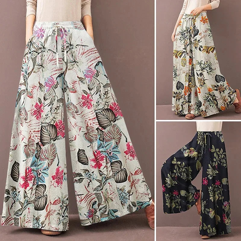 Floral Print Wide Leg Pants