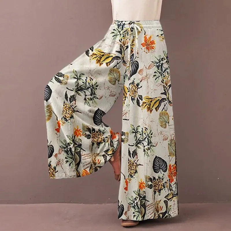 Floral Print Wide Leg Pants