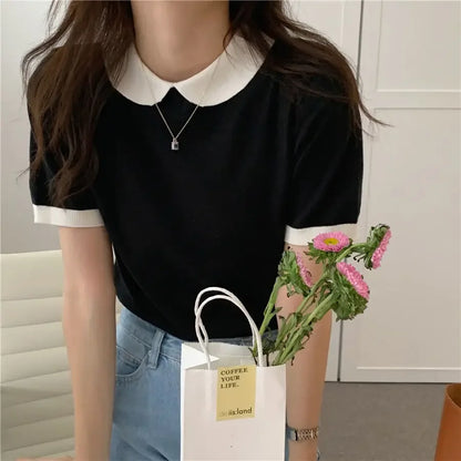 Black Puff Short Sleeve Top