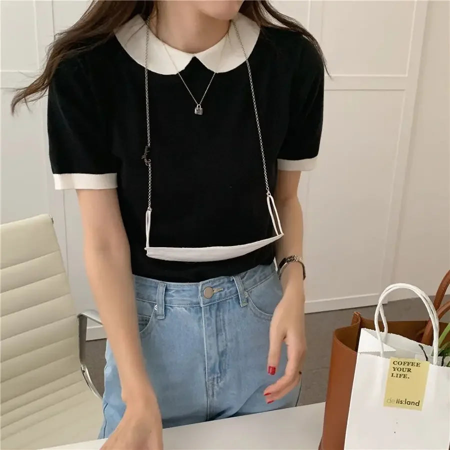 Black Puff Short Sleeve Top