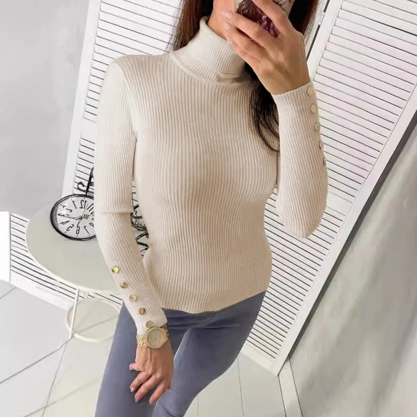 Elegant High Neck Sweater