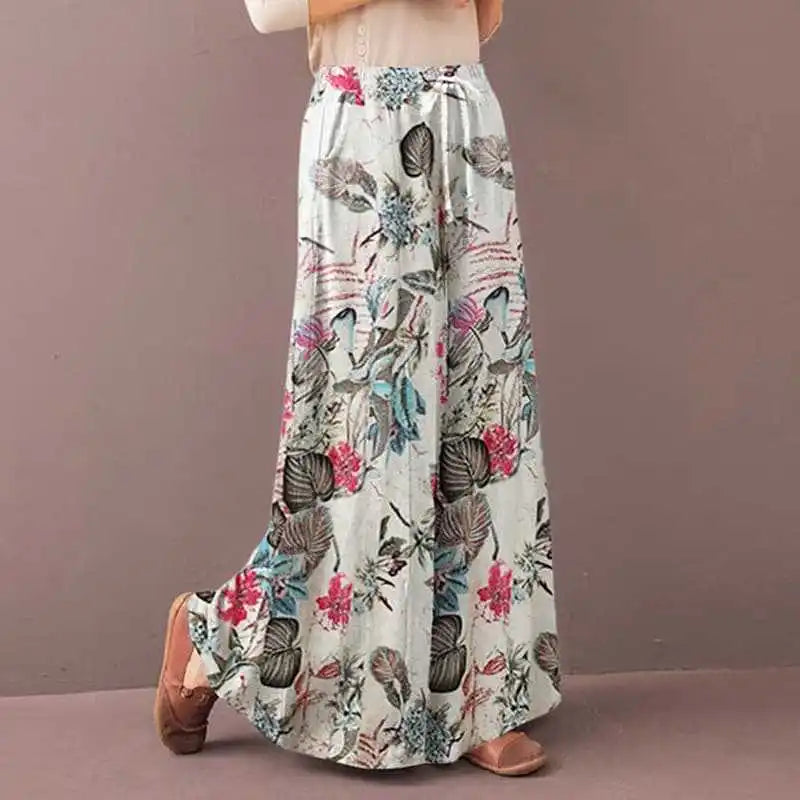 Floral Print Wide Leg Pants