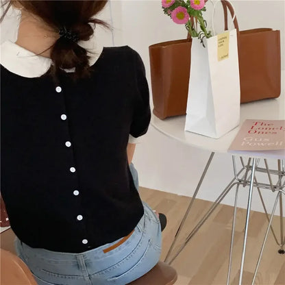 Black Puff Short Sleeve Top