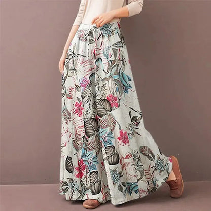 Floral Print Wide Leg Pants