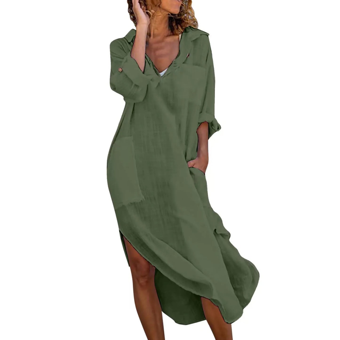 Oversized Linen Shirt Dress