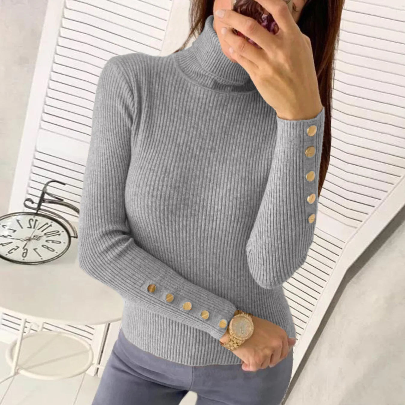 Elegant High Neck Sweater