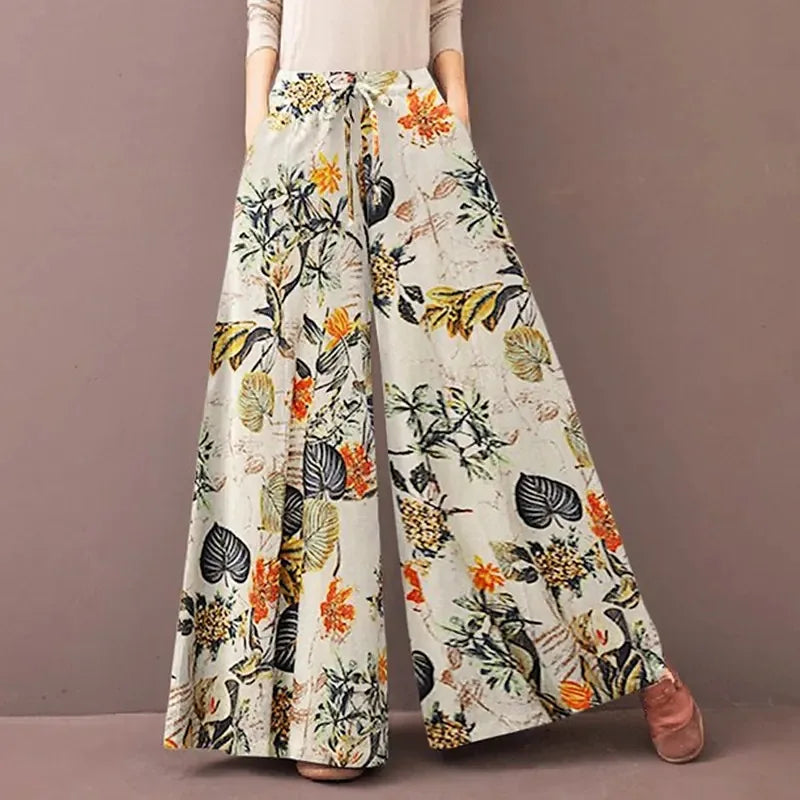 Floral Print Wide Leg Pants