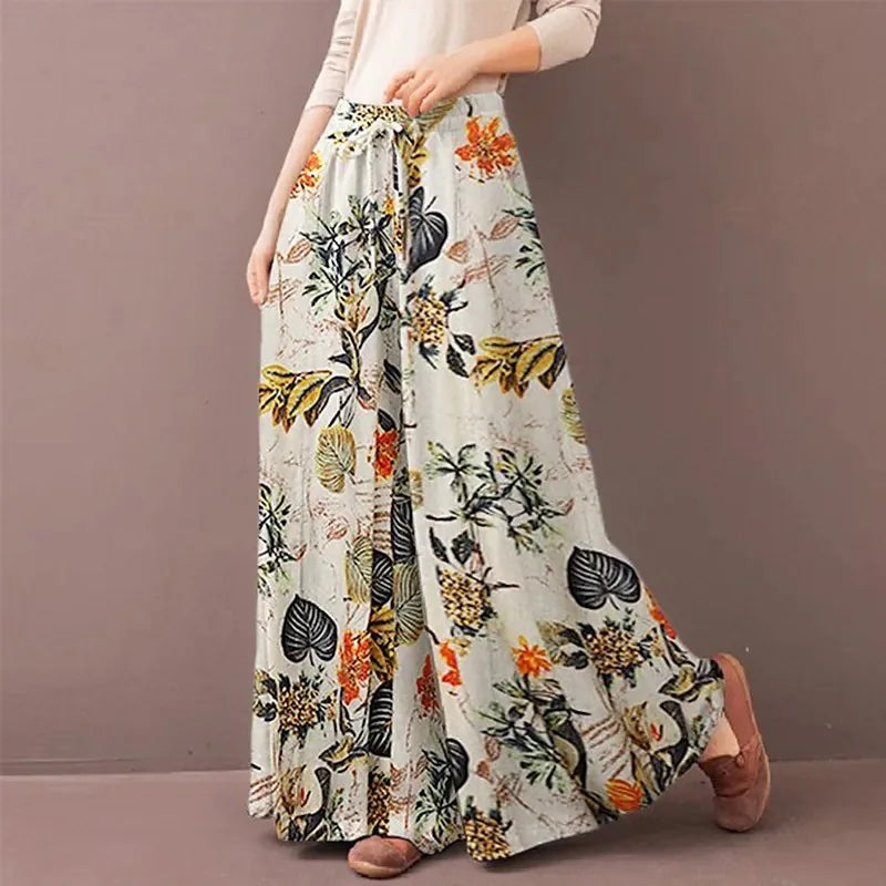 Floral Print Wide Leg Pants