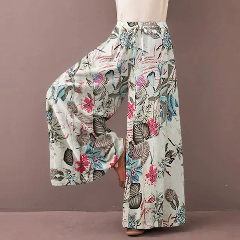 Floral Print Wide Leg Pants